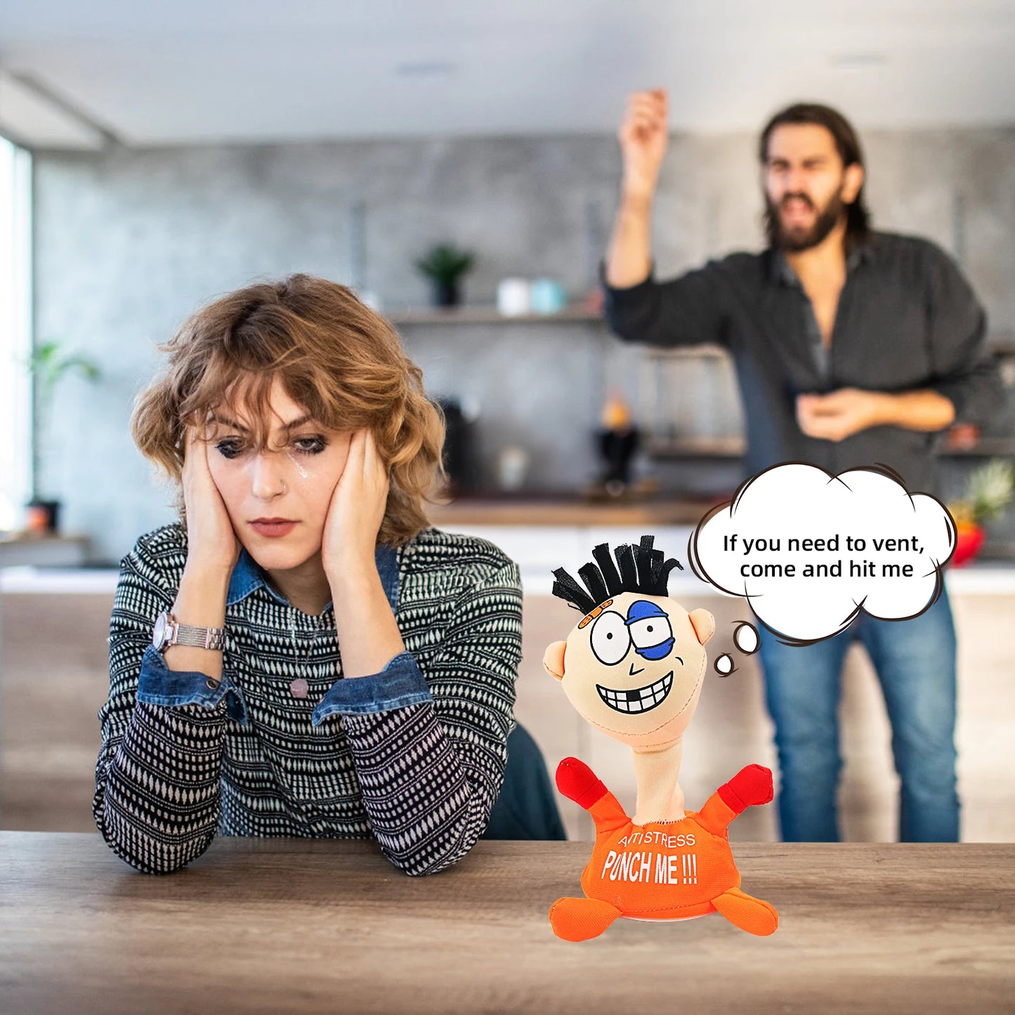 Stress Relief Toys, Desktop Punching Me Doll, Anti Stress Plush Screaming Doll, Comfortable Touching Me Decompress Toys