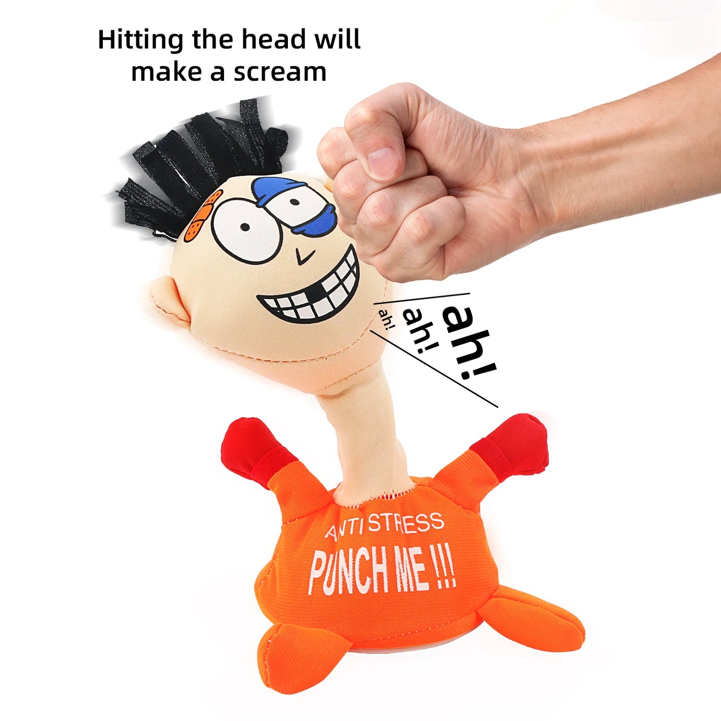 Stress Relief Toys, Desktop Punching Me Doll, Anti Stress Plush Screaming Doll, Comfortable Touching Me Decompress Toys