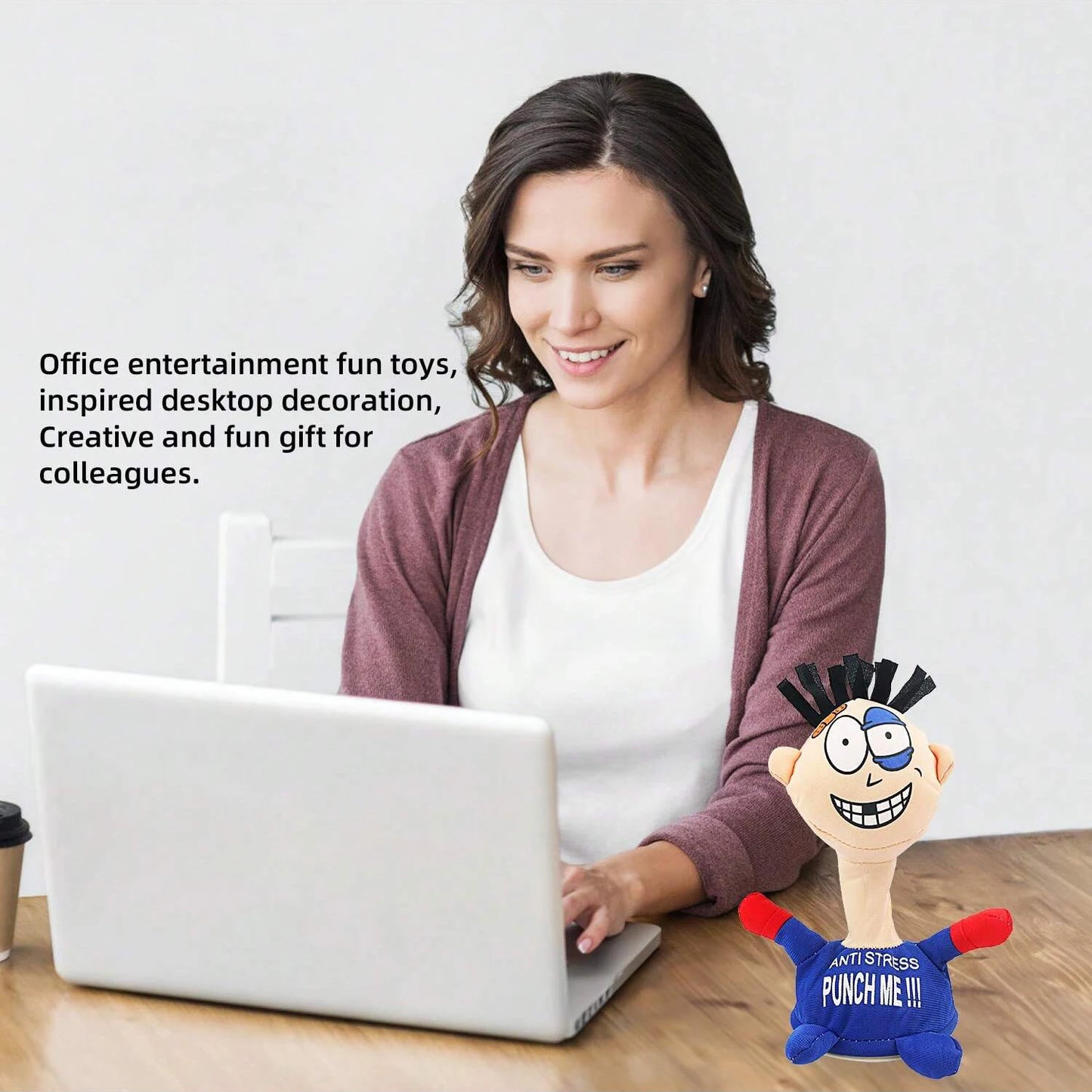 Stress Relief Toys, Desktop Punching Me Doll, Anti Stress Plush Screaming Doll, Comfortable Touching Me Decompress Toys