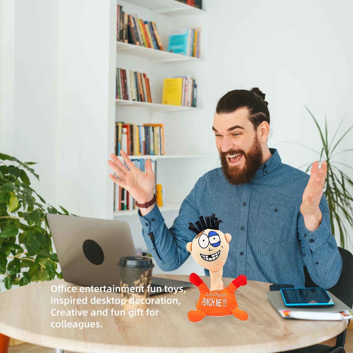 Stress Relief Toys, Desktop Punching Me Doll, Anti Stress Plush Screaming Doll, Comfortable Touching Me Decompress Toys