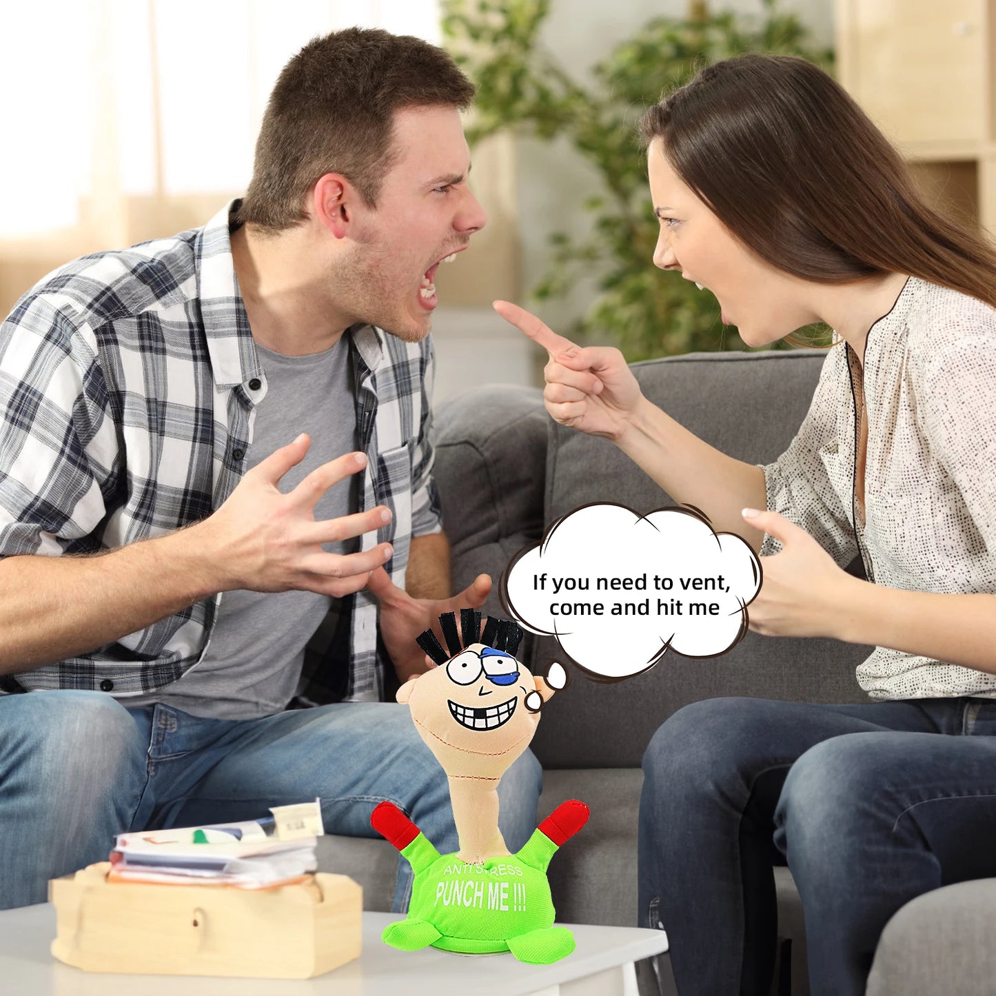 Stress Relief Toys, Desktop Punching Me Doll, Anti Stress Plush Screaming Doll, Comfortable Touching Me Decompress Toys