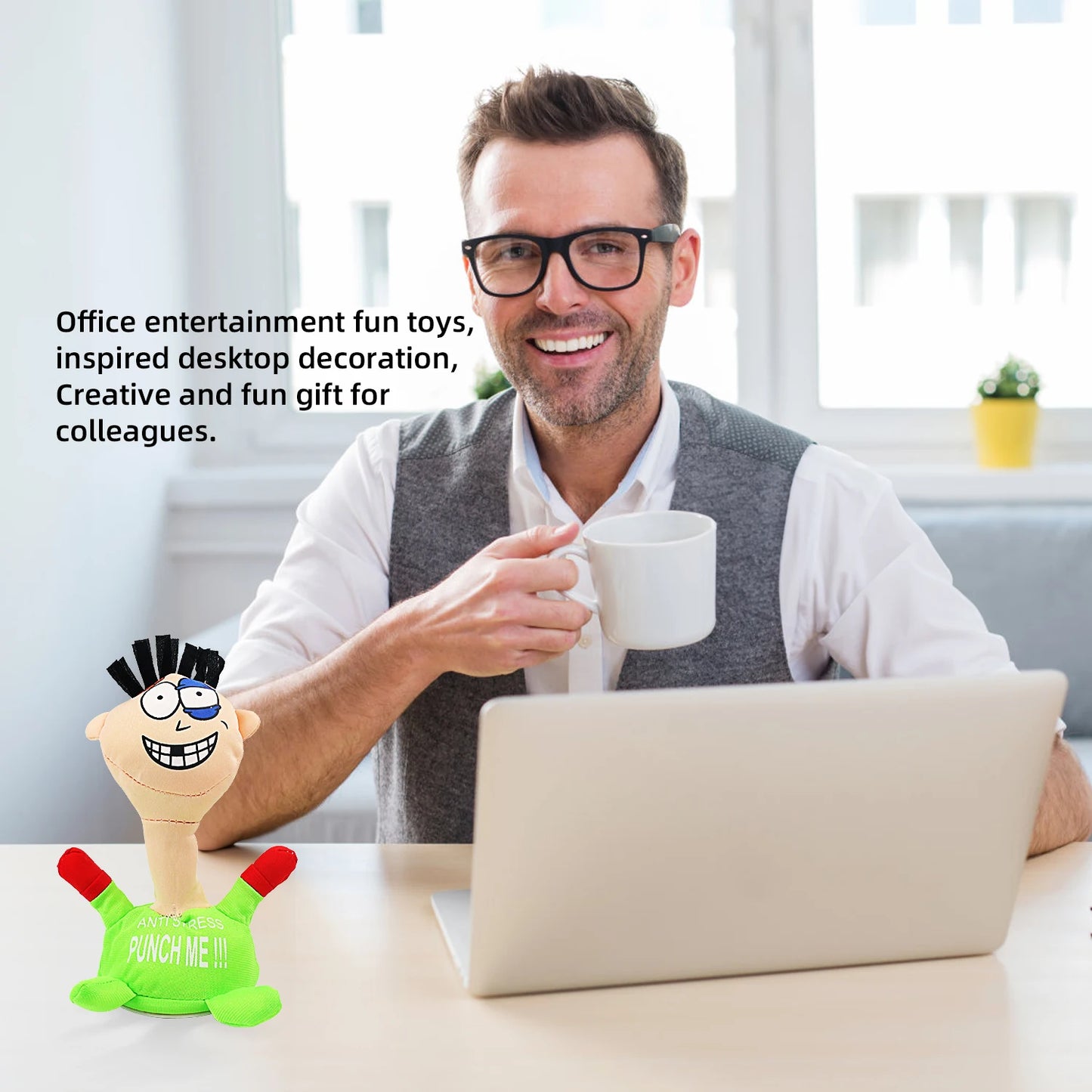Stress Relief Toys, Desktop Punching Me Doll, Anti Stress Plush Screaming Doll, Comfortable Touching Me Decompress Toys